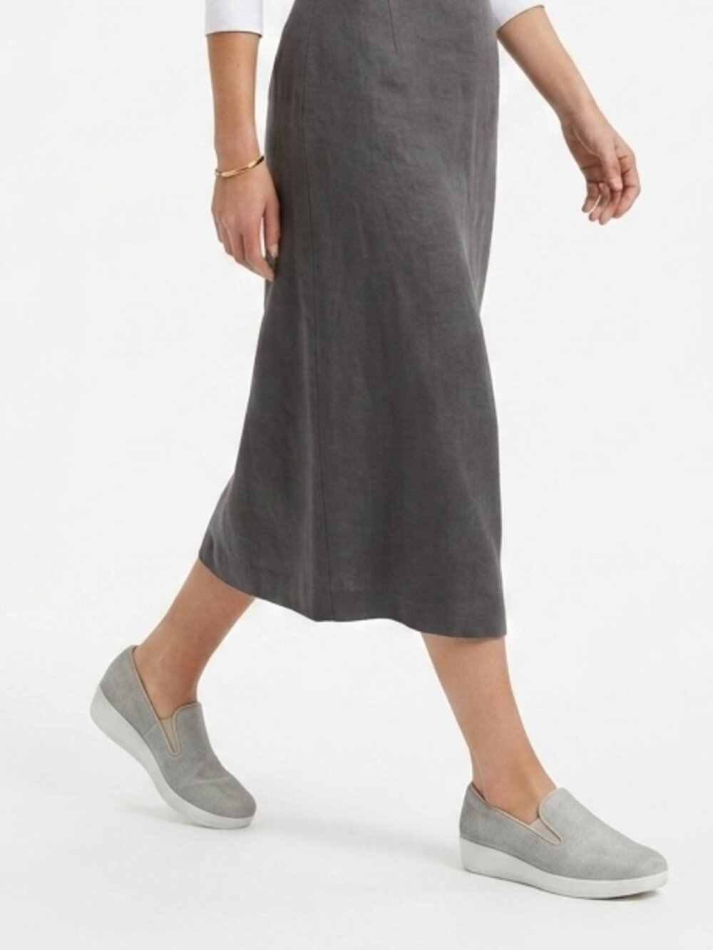 FITFLOP GLITTER CREAM GREY HOUNDSTOOTH SUPERSKATE TEXTILE WEDGE LOAFERS FLATS